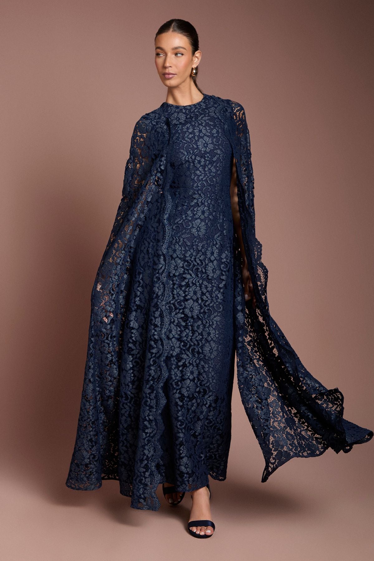 Coast Lace Cape Gown Navy