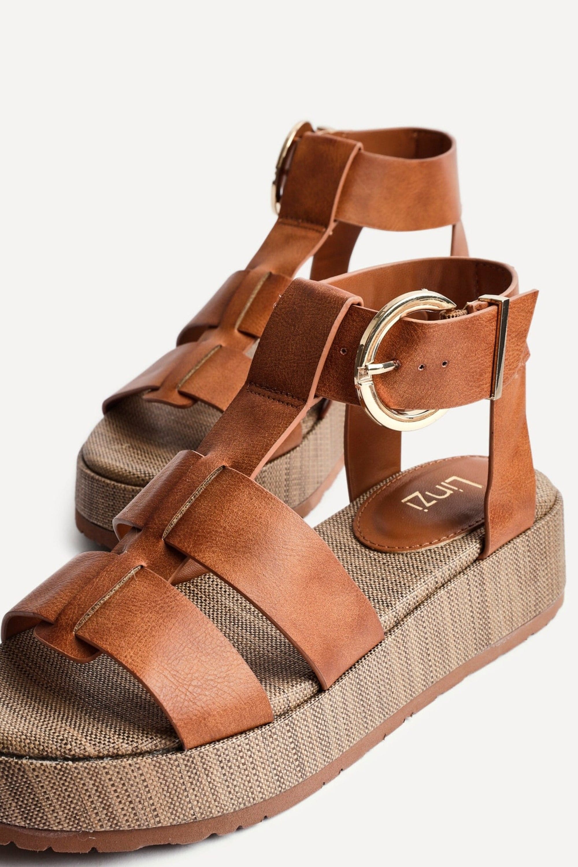 Linzi Tori Tan Faux Leather Gladiator Flatform Sandals image 4