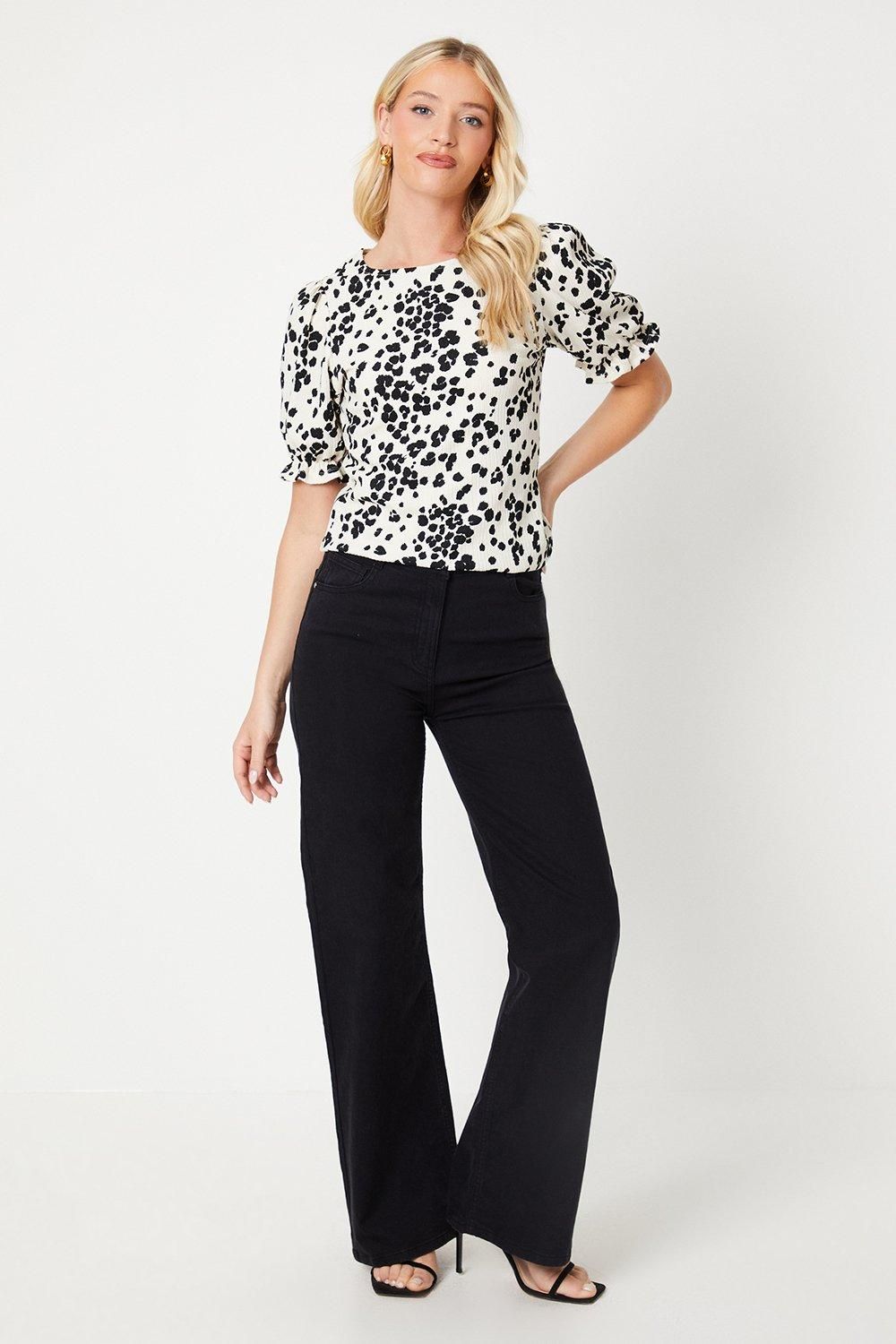 Dorothy Perkins Leopard Puff Shoulder Short Sleeve Top Leopard image 2