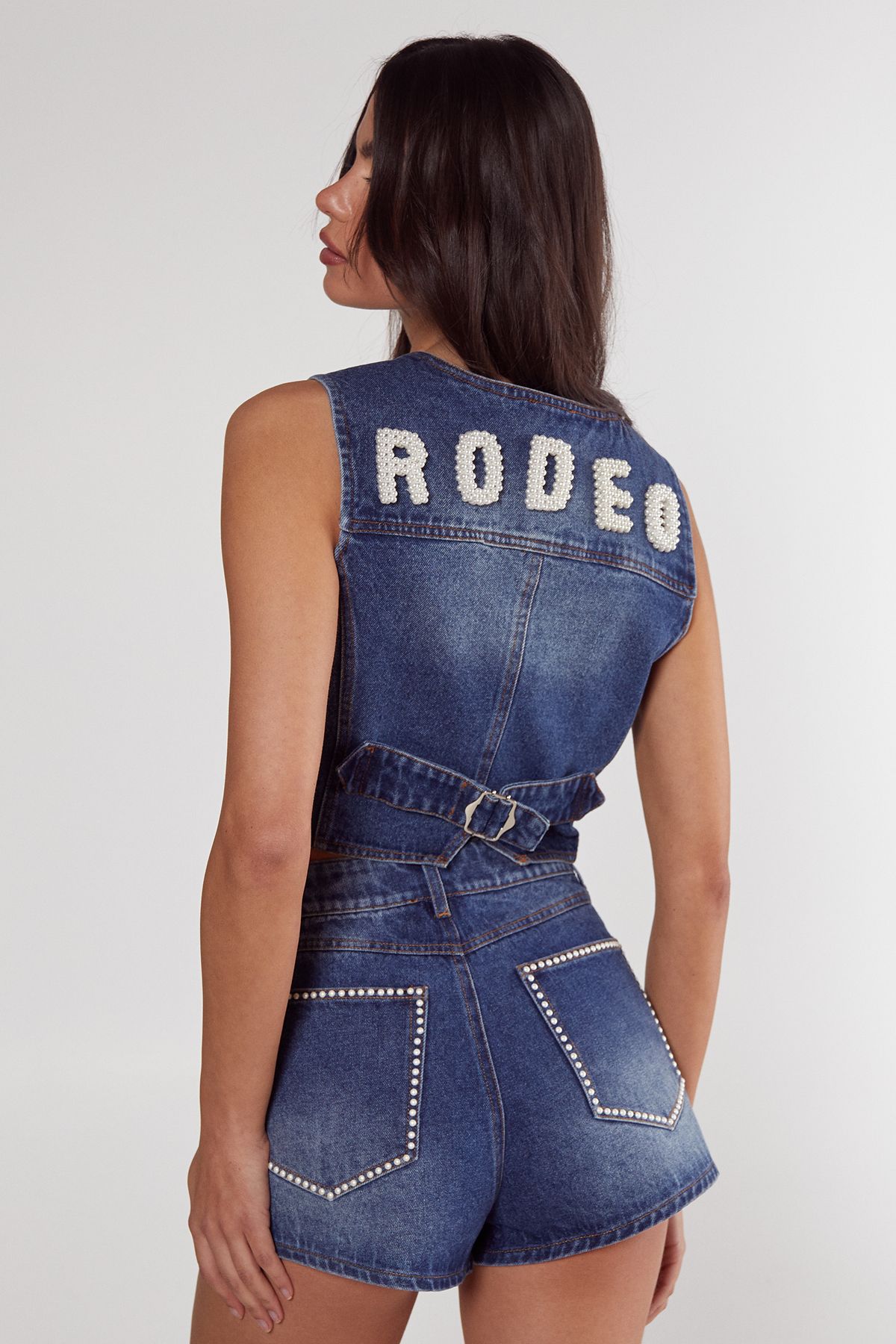 NastyGal Pearl Denim Short Authentic Midwash image 4