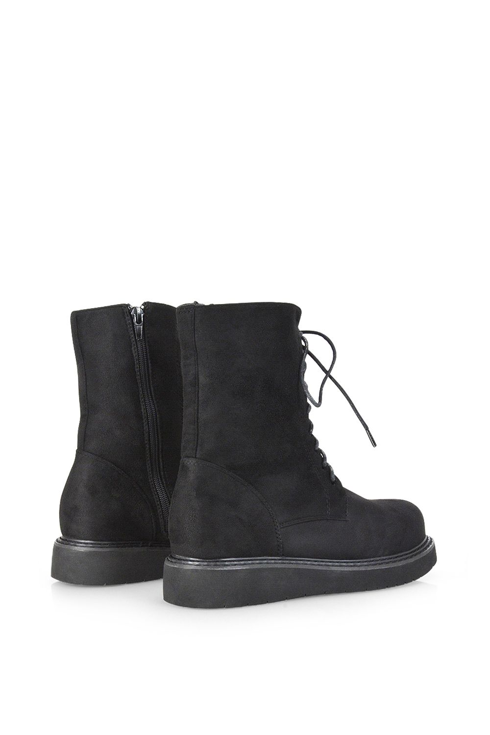 XY London 'Lizzo' Flat Chunky Sole Zip-Up Flatform Lace up Ankle Biker Boots image 4