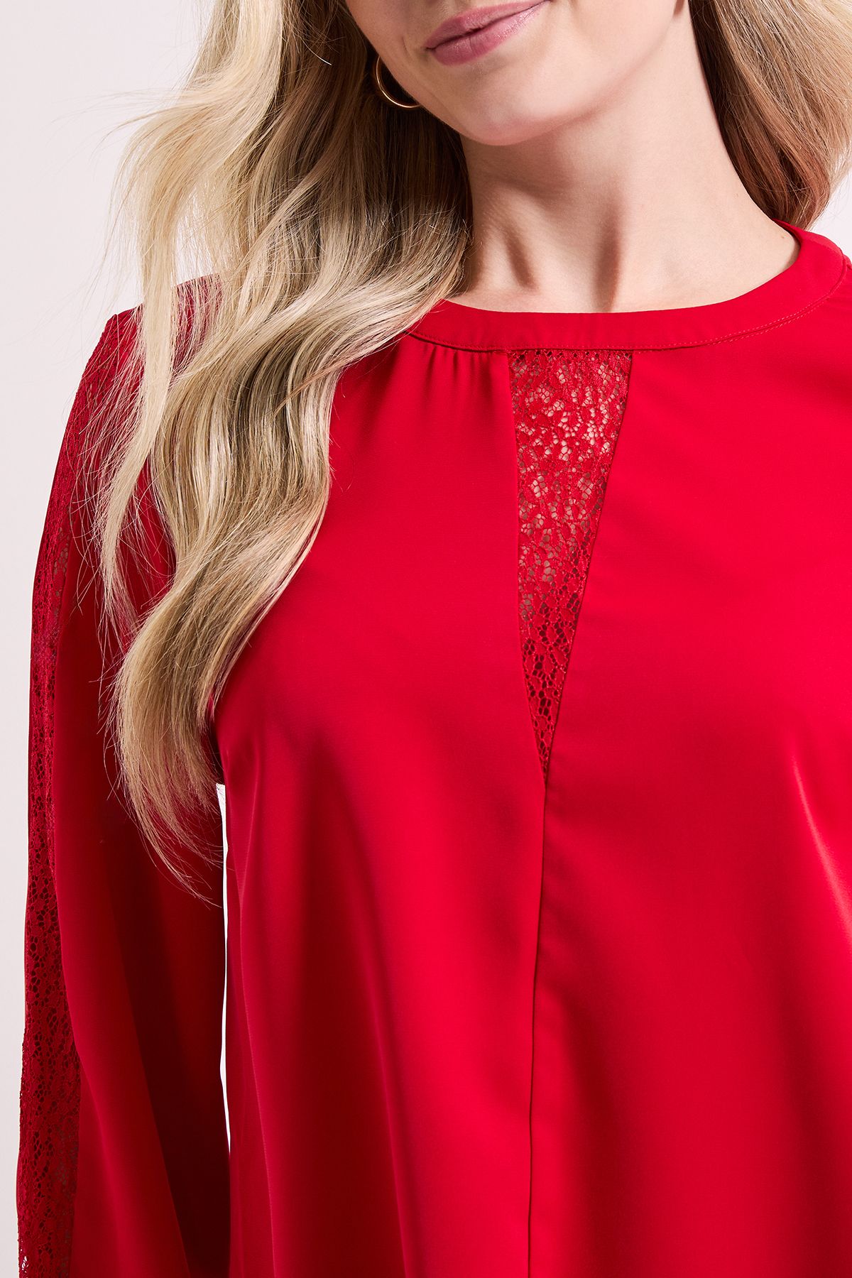 Dorothy Perkins Lace Insert Long Sleeve Blouse Burgundy image 5