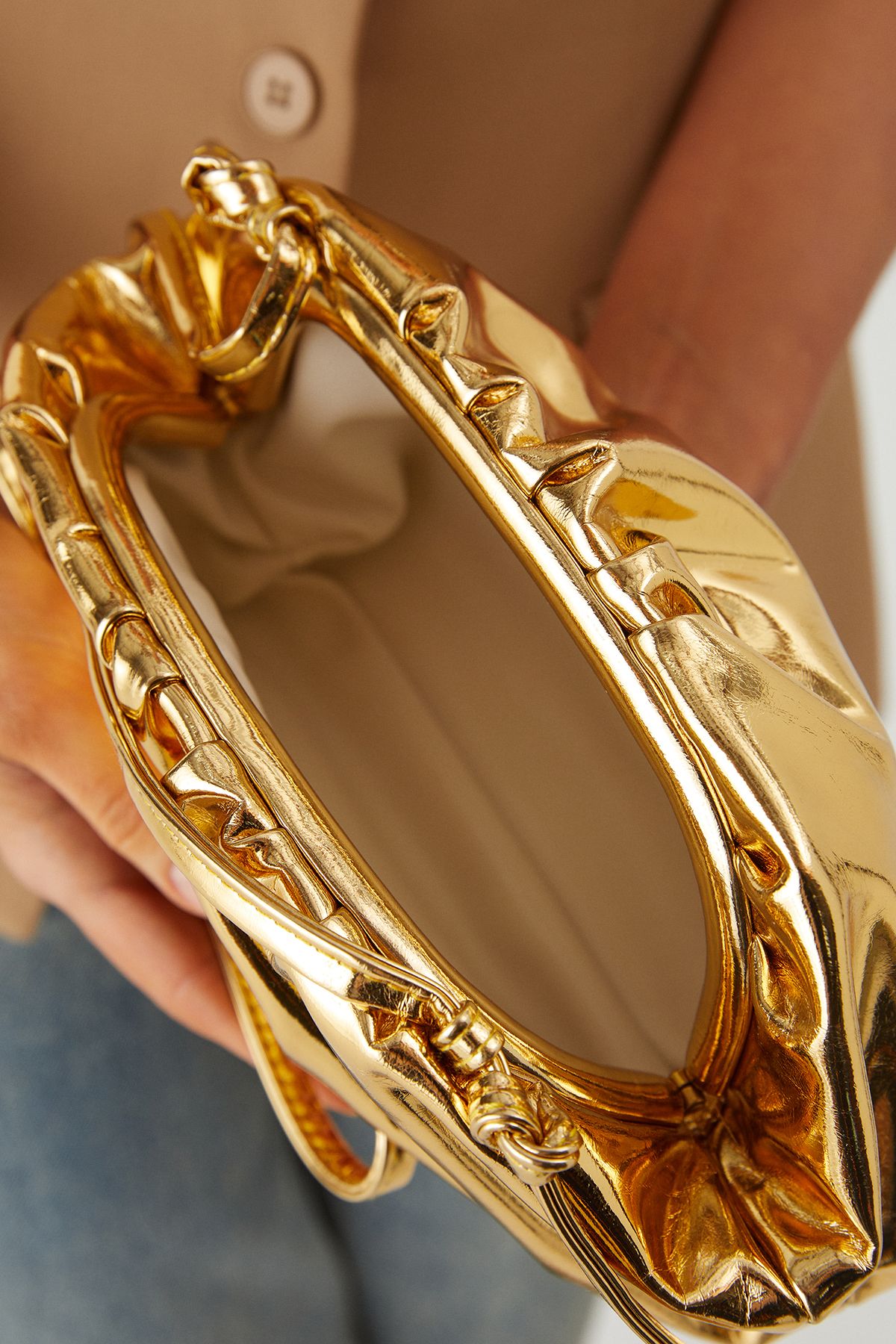 MissPap Metallic Faux Leather Clutch Bag Gold image 3