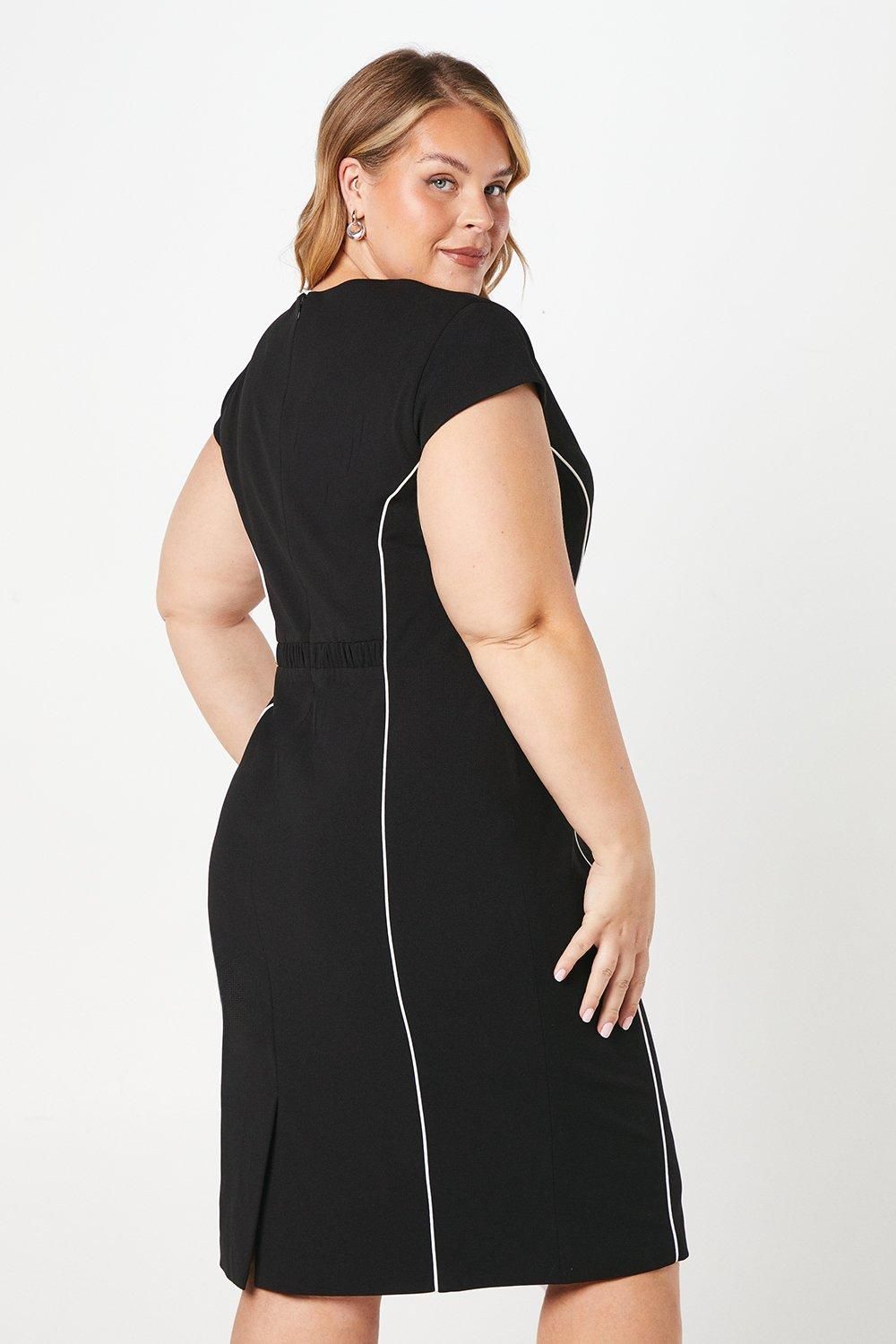 Coast Plus Ponte Pencil Dress With Satin Piping Black image 3