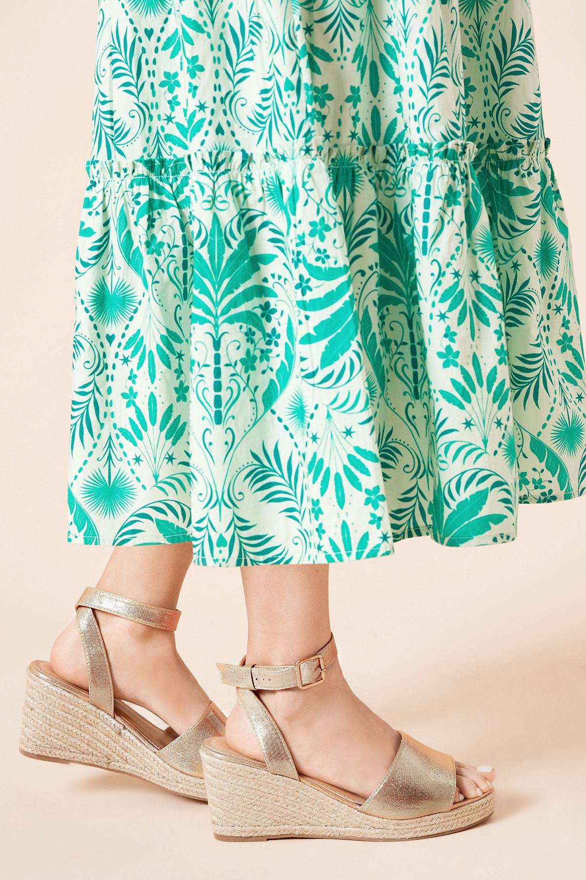 Dorothy Perkins Rebekah Peep Toe Espadrille Wedge Sandals Gold