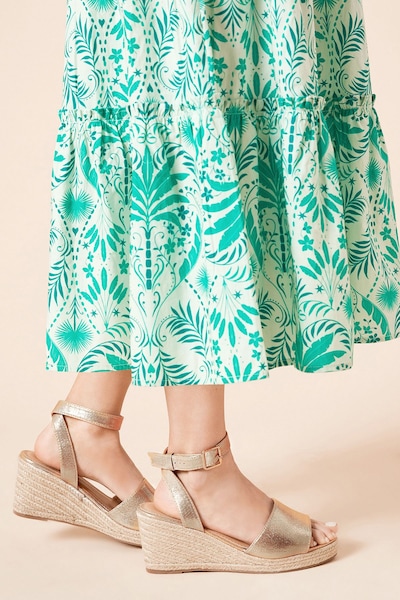 Dorothy Perkins Rebekah Peep Toe Espadrille Wedge Sandals Gold