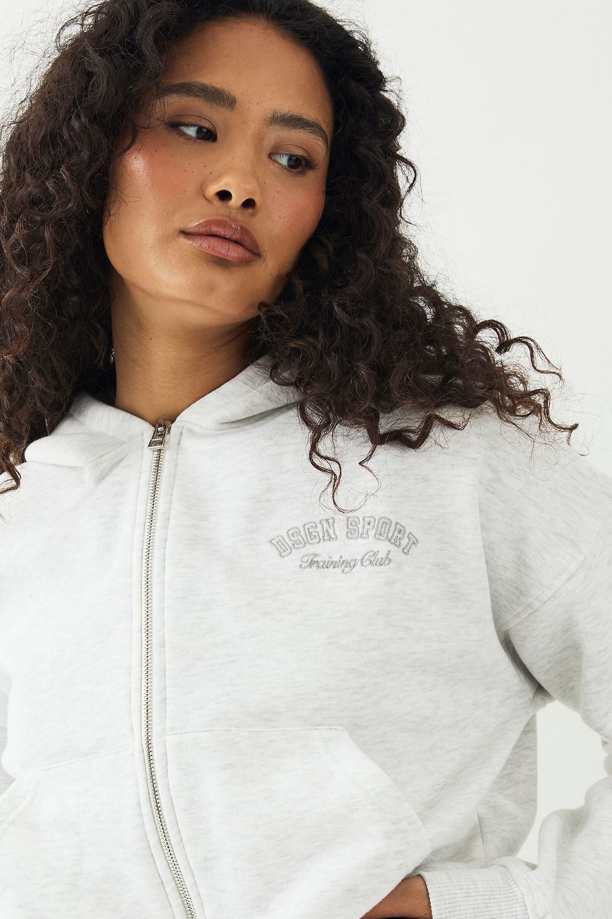 DSGN Studio DSGN Studio Sport Training Club Boxy Zip Through Hoodie Ash Grey image 4