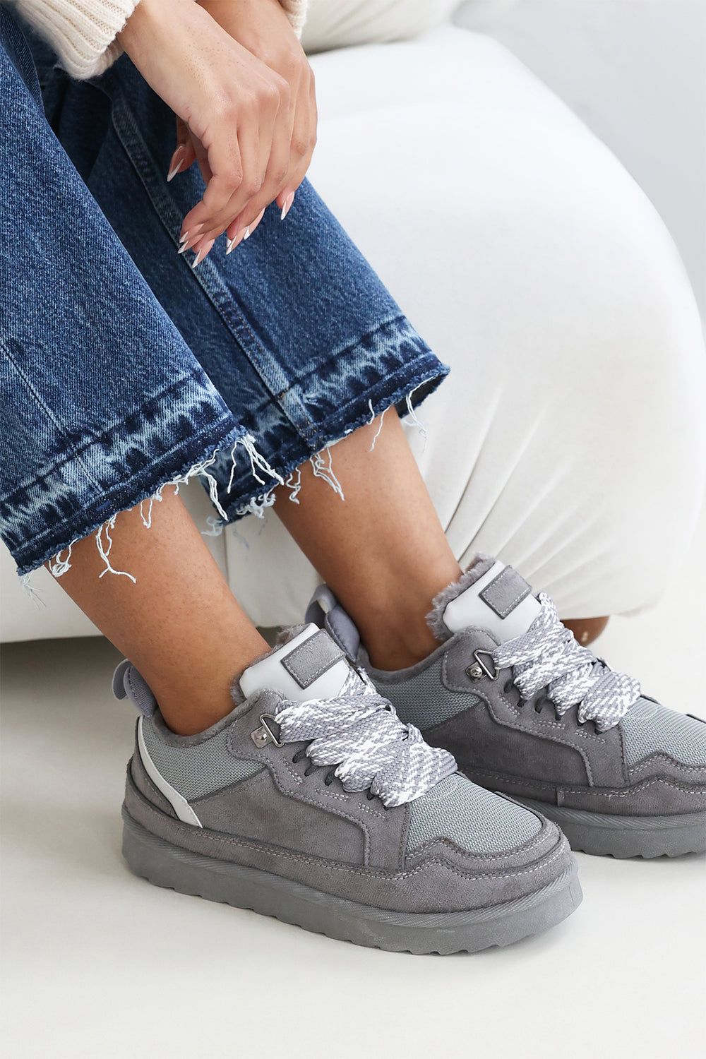 Where's That From 'Mireya' Suede Low Top Trainer With Mesh Panel And Faux Fur Lining image 6