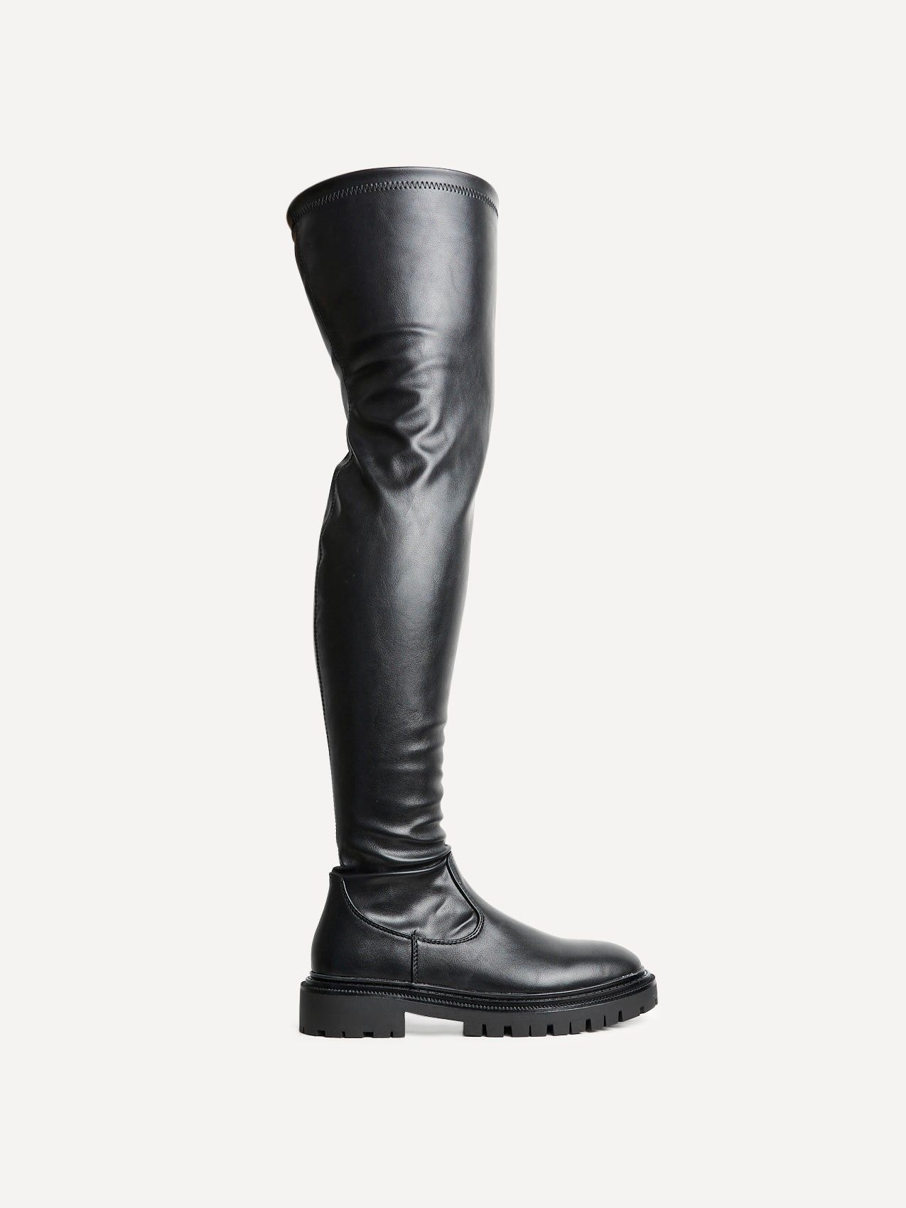 Linzi Sonny Black Stretch Faux Leather Over The Knee Long Boot image 1