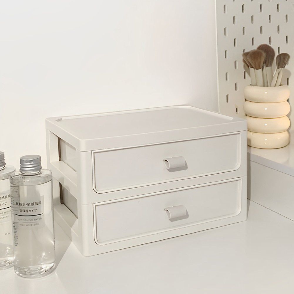 SHEONLY 2-Tier Plastic Stackable Desktop Drawers Storage Box image 3