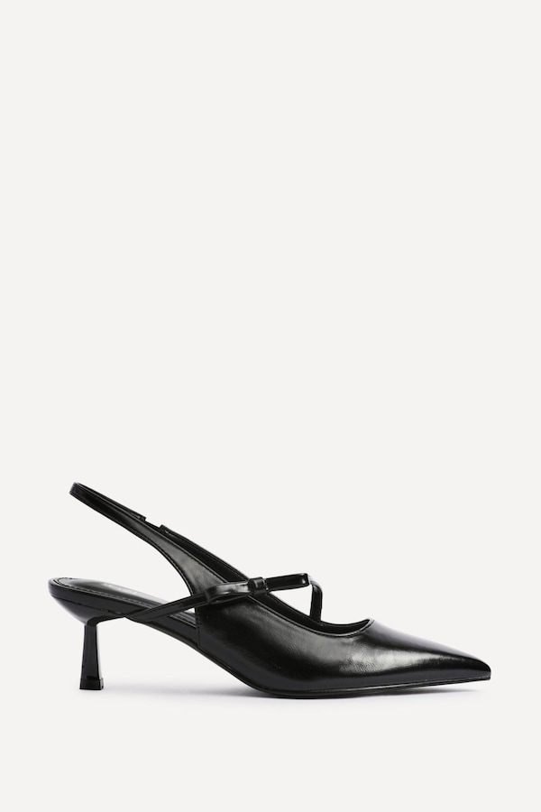 Linzi Timeless Black Faux Leather Court Heel