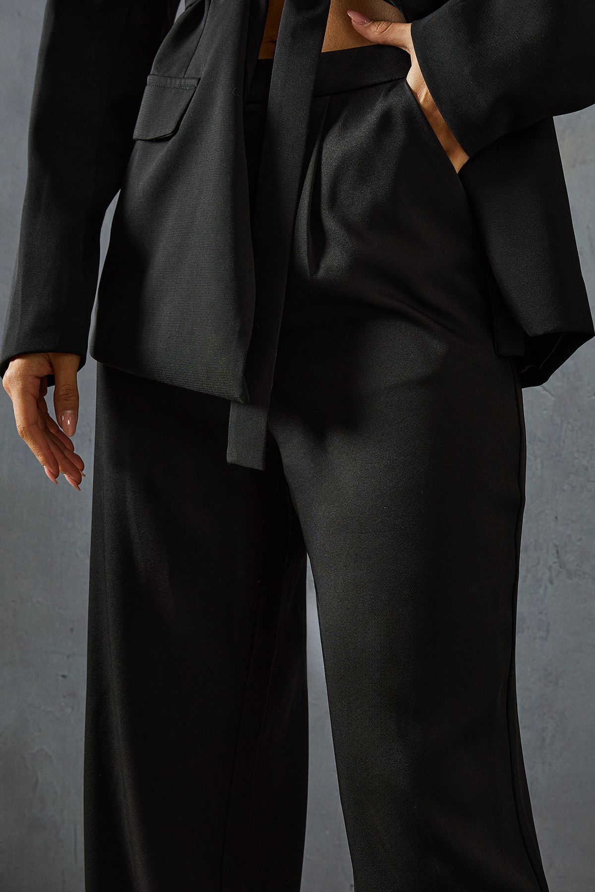 MissPap Tailored Fold Over Hem Trousers Black image 2
