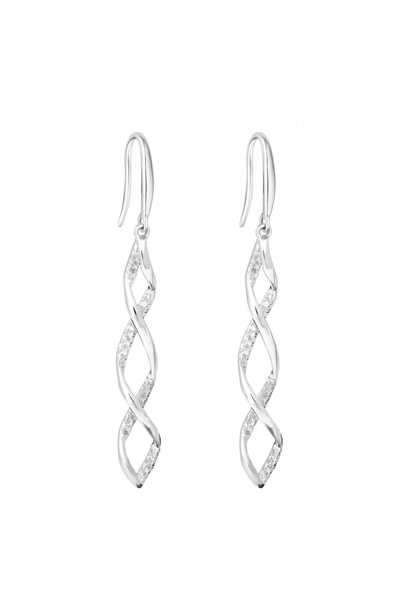 Simply Silver Simply Silver Sterling Silver 925 With Cubic Zirconia Wrapped In Love Intertwined Drop Earrings