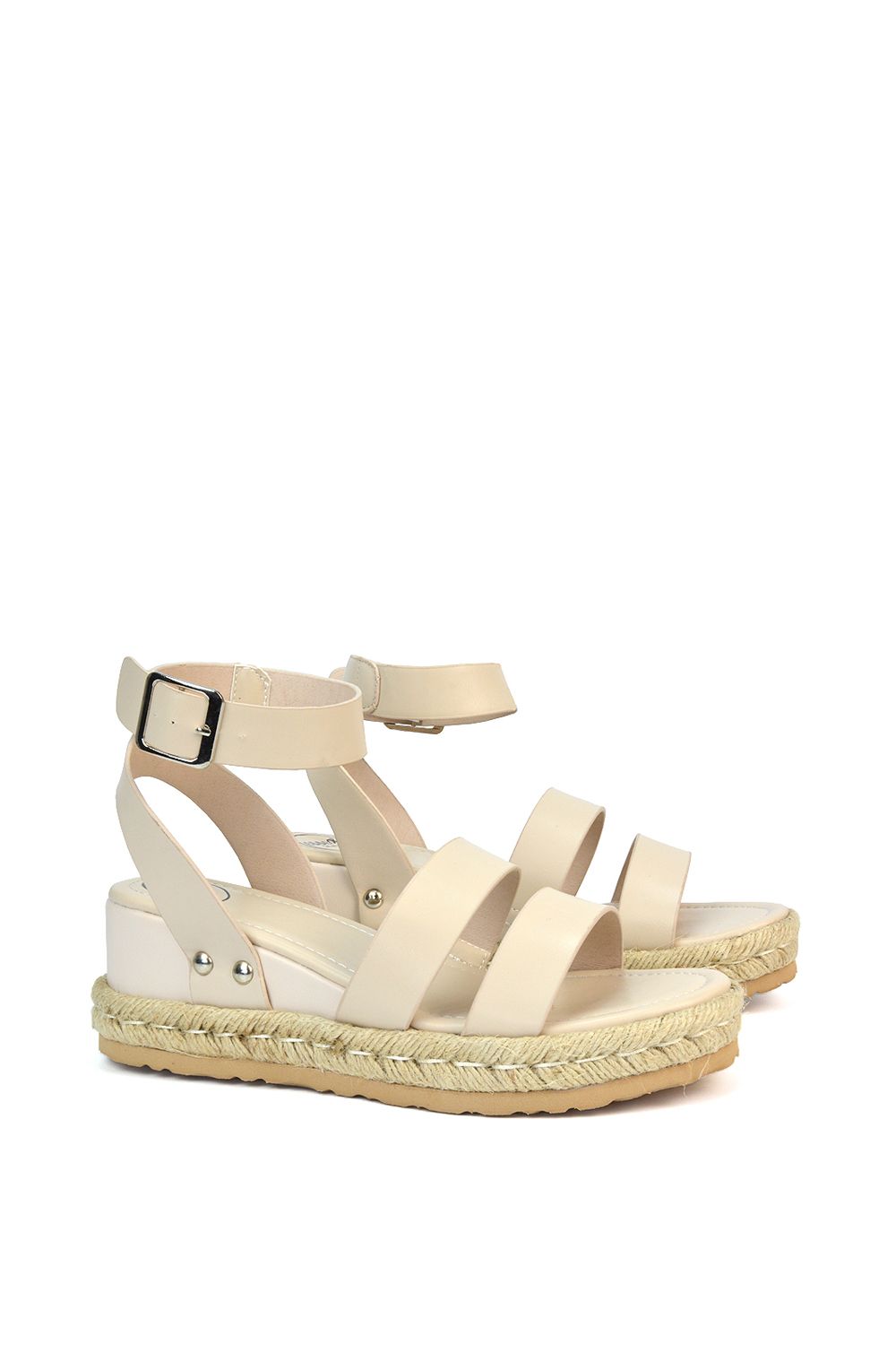 XY London 'Brook' Espadrille Platform Wedge Low Heel Sandal Shoes With Ankle Strap image 5