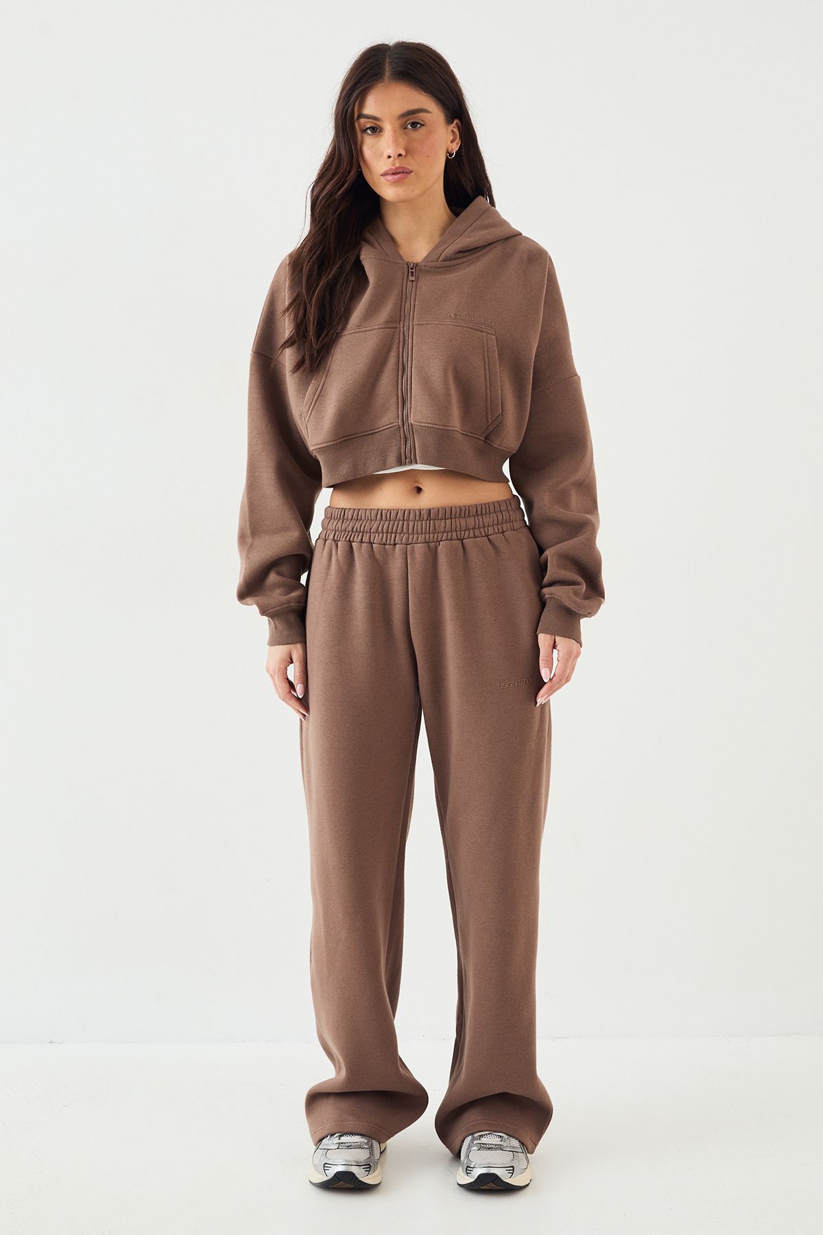 DSGN Studio DSGN Studio Boxy Crop Zip Through Hoodie Mocha image 5