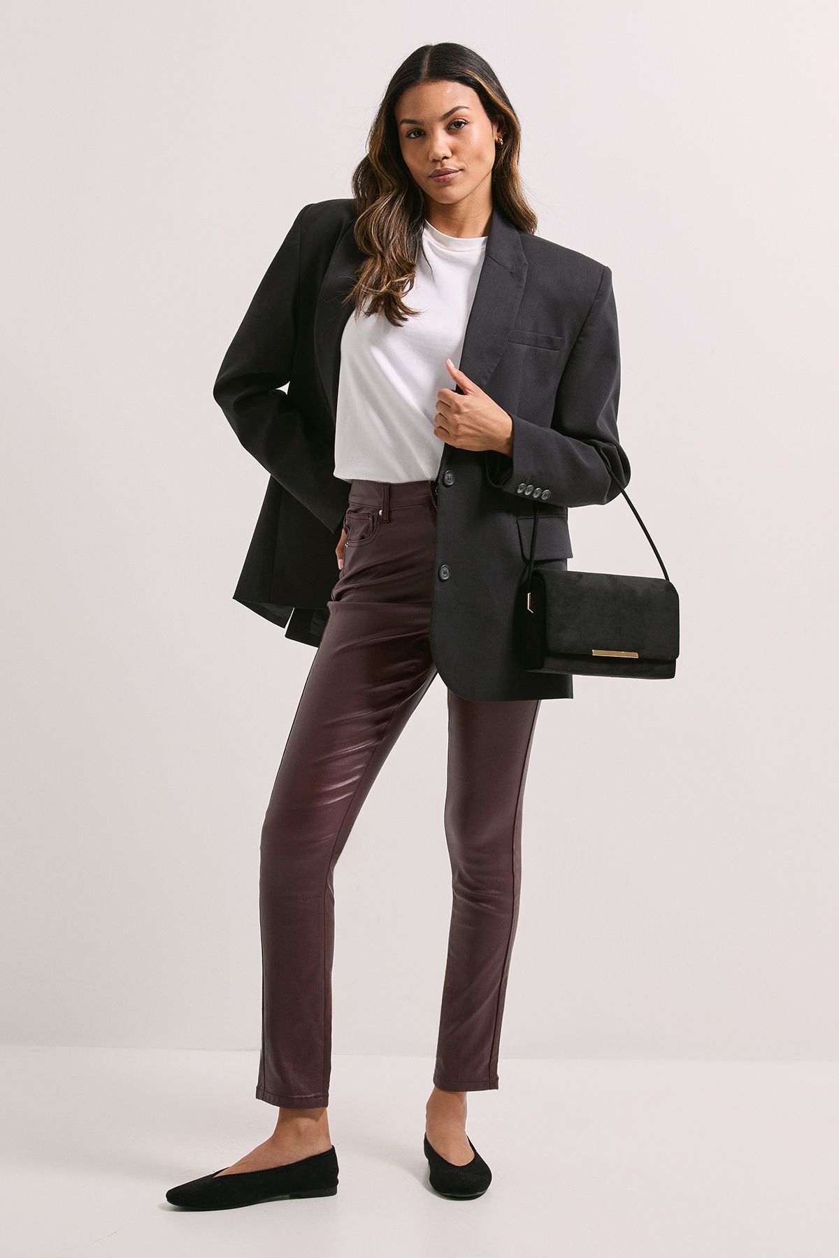 Dorothy Perkins Coated Skinny Jean Burgundy image 2