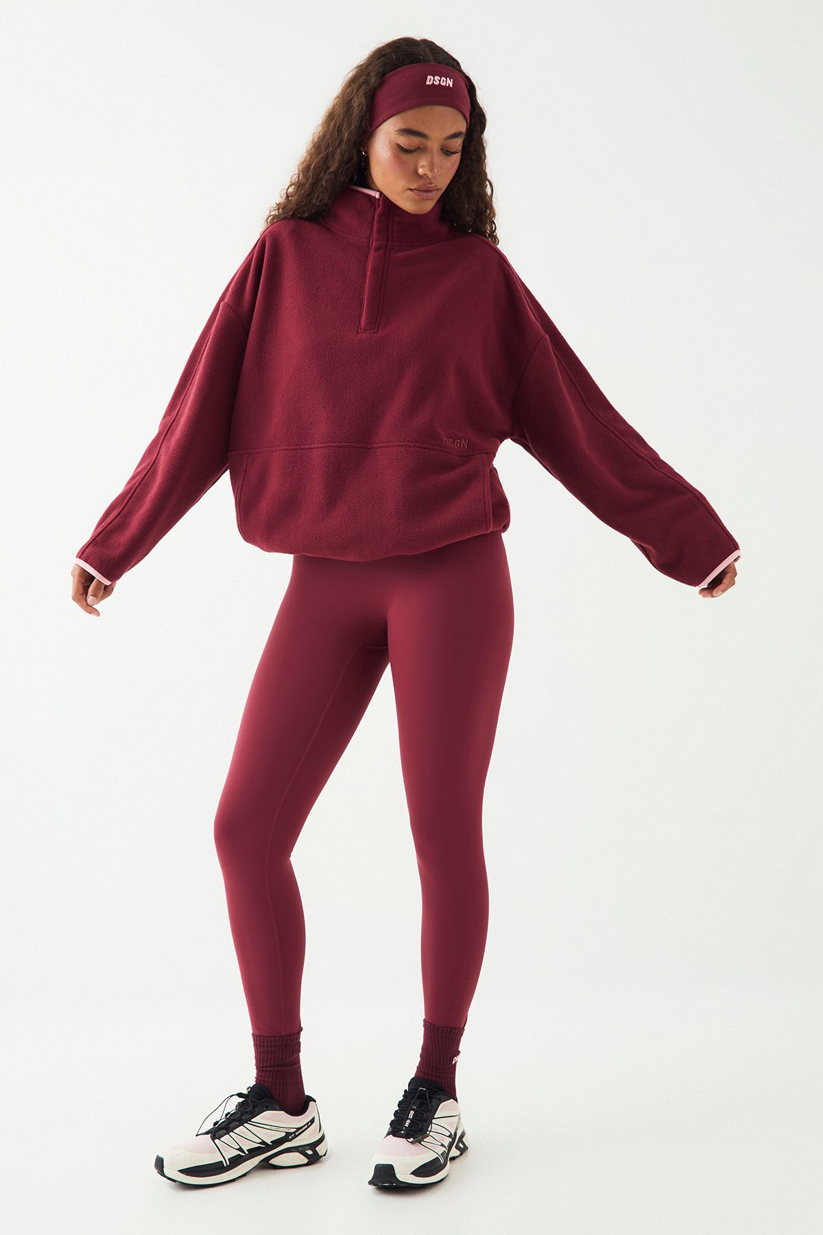 DSGN Studio DSGN Studio Sport Polar Fleece Contrast Binding Jacket Burgundy image 3