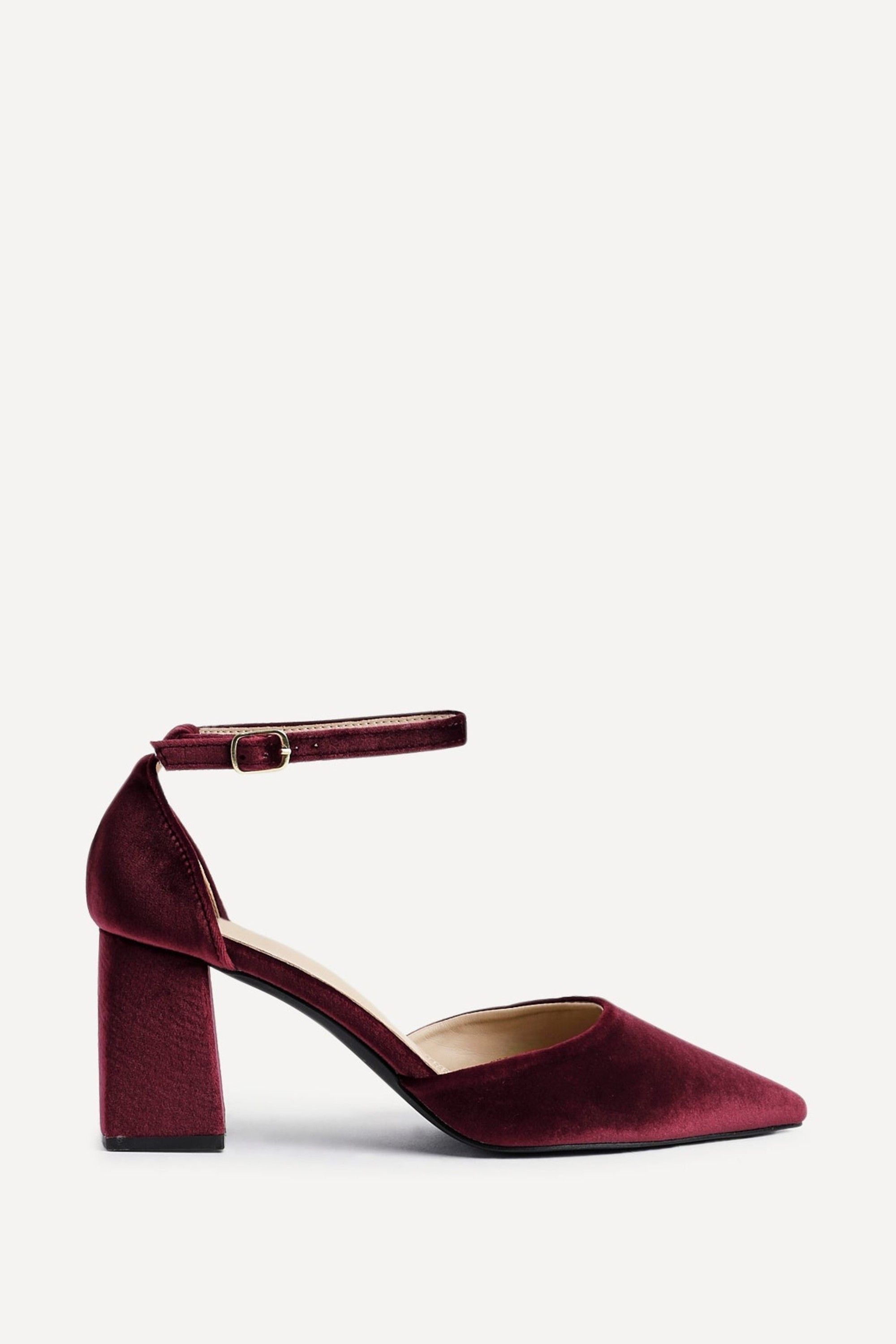 Linzi Glam Burgundy Velvet Pointed Block Heel Courts