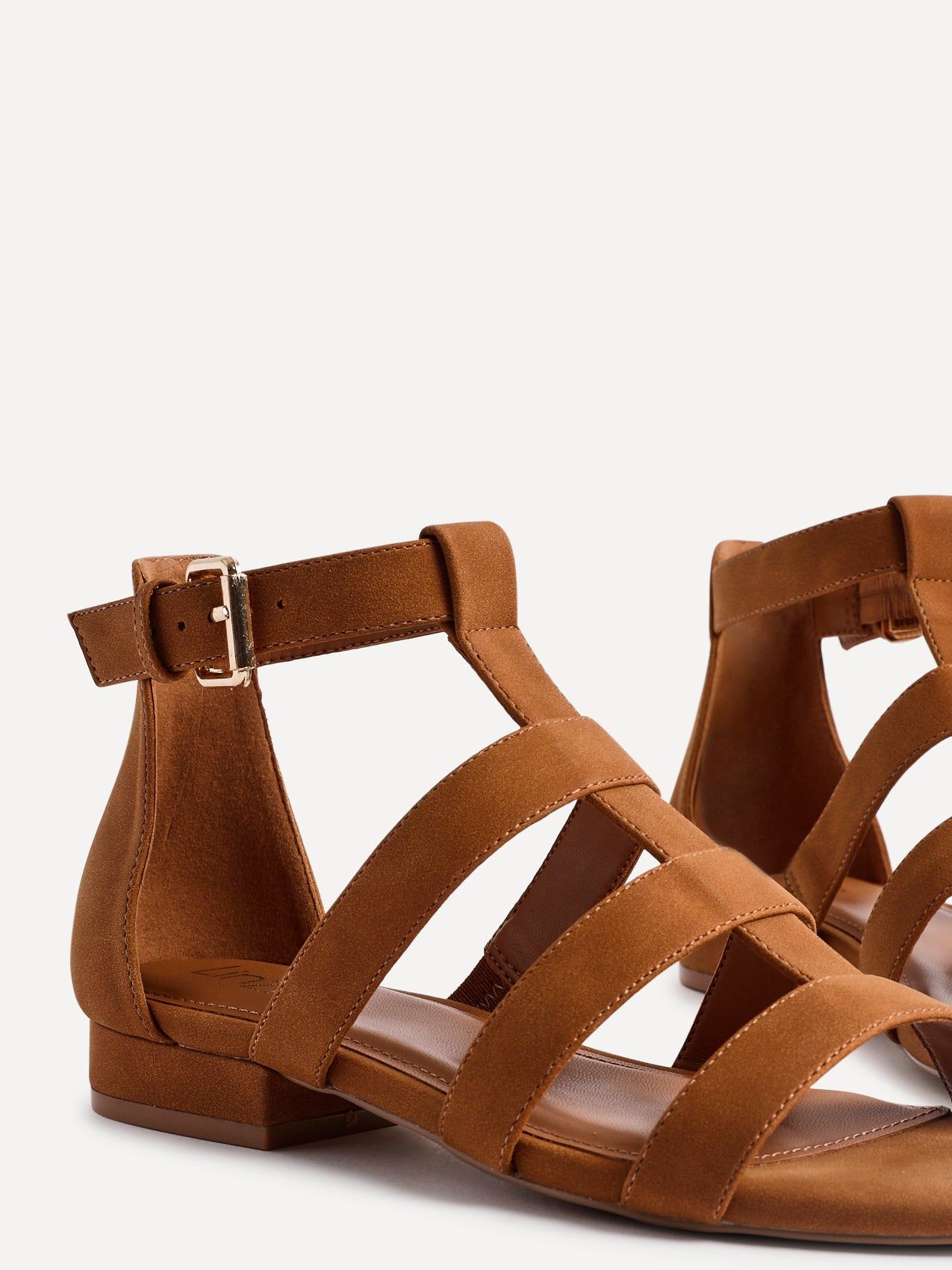 Linzi Liberate Tan Faux Suede Closed Back Gladiator Sandals image 5