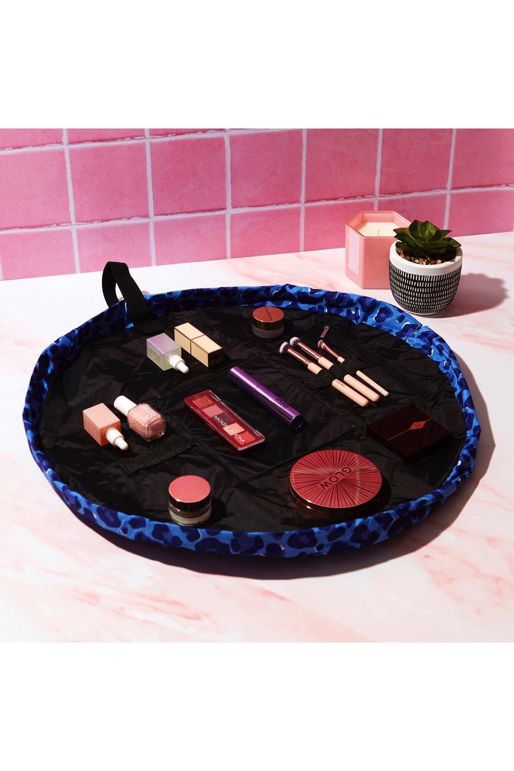 The Flat Lay Co The Flat Lay Co. Drawstring Makeup Bag in Blue Leopard Multi image 2