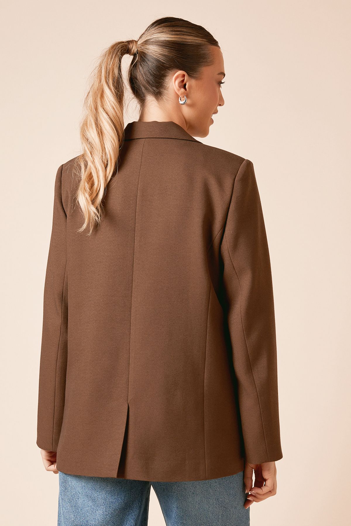 Dorothy Perkins Oversized Single Breasted Blazer Brown image 3
