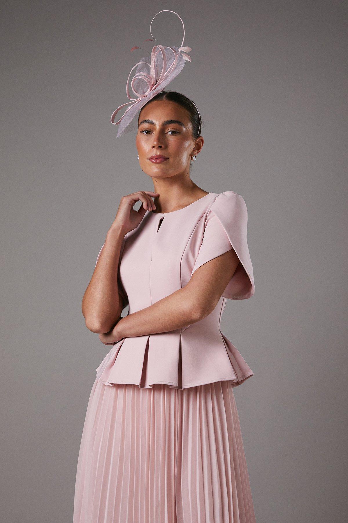 Coast Tulip Sleeve 2 In 1 Pleat Dress Blush image 2