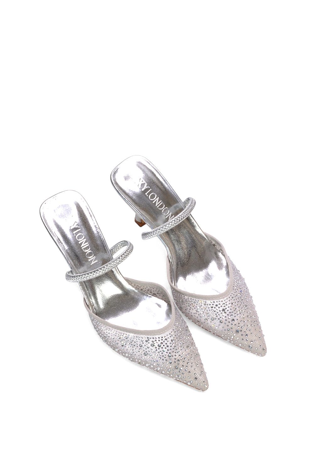 XY London 'Chase' Stiletto Heel Court Shoes With Mesh and  Rhinestones image 6