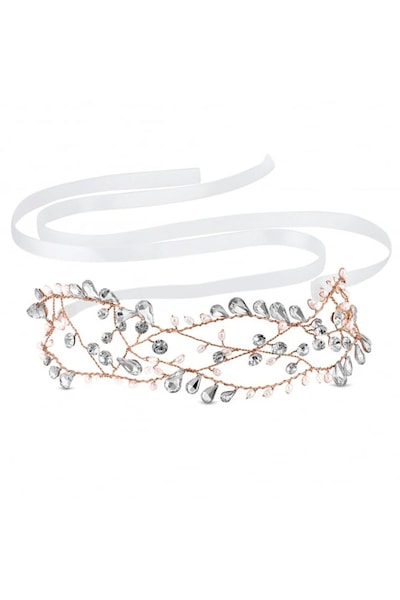 Jon Richard Rose Gold Pearl And Crystal Open Hair Vine - Gift Pouch