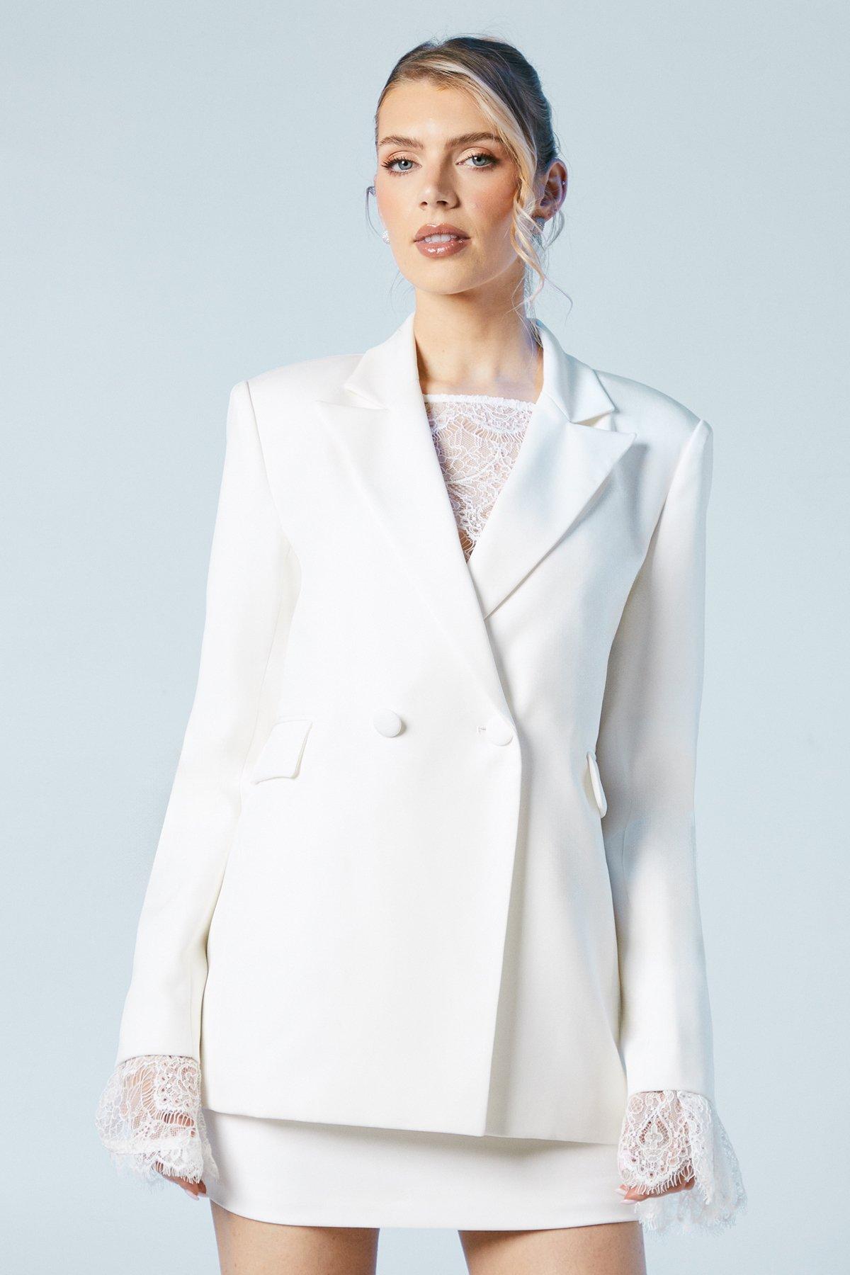 Oasis Tailored Double Breasted Bridal Blazer Ivory image 2