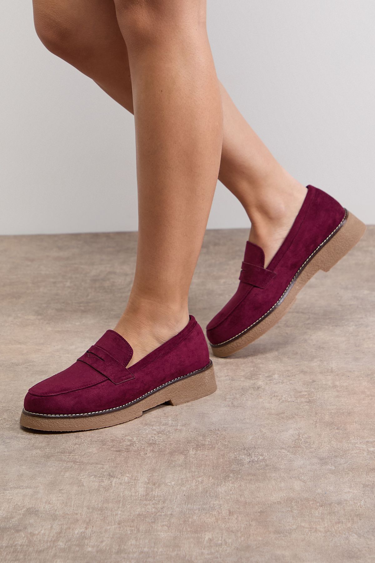 Oasis Isabel Faux Suede Casual Loafers Wine image 1