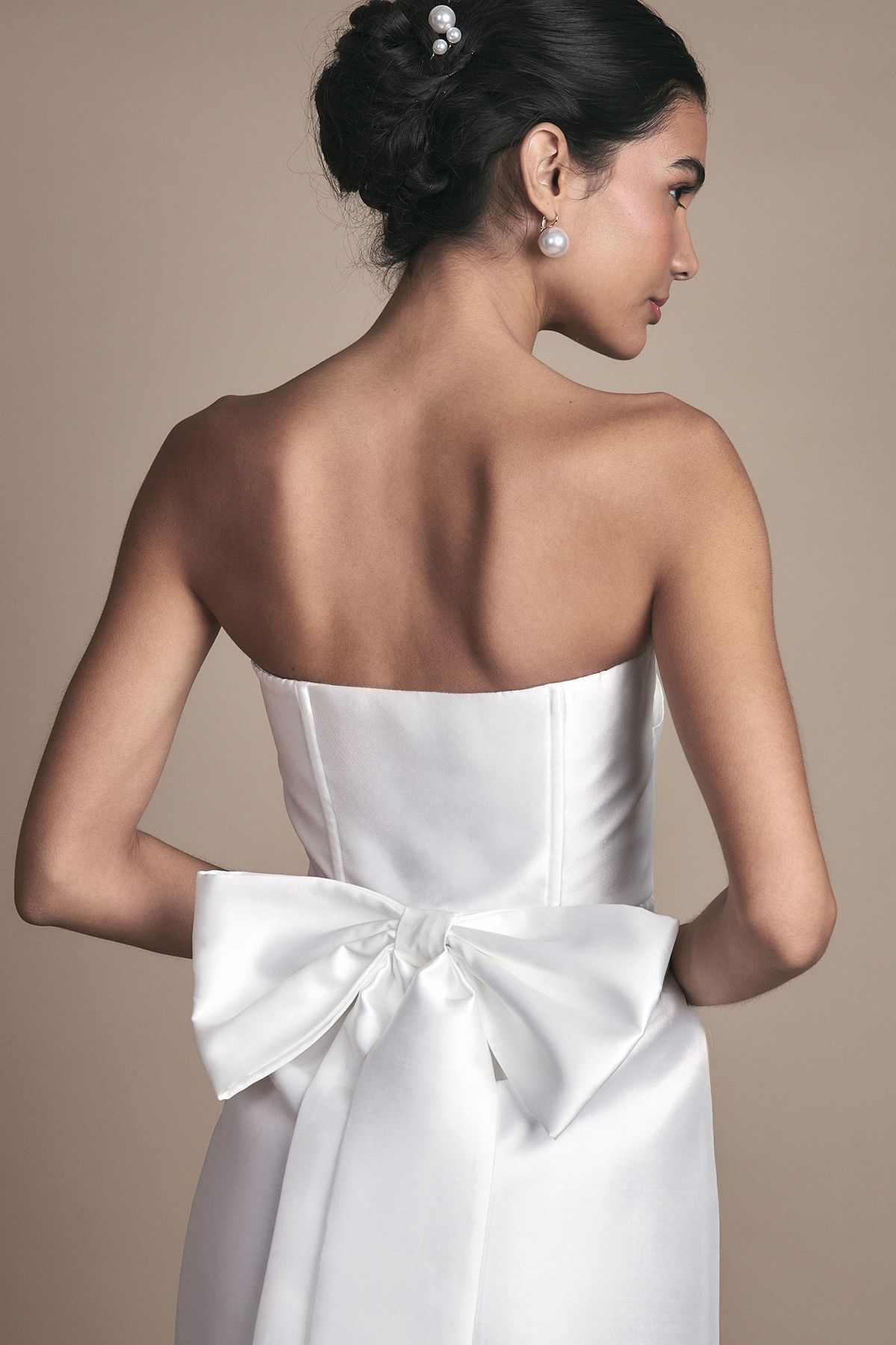 Coast Bandeau Twill Bow Back Wedding Dress Ivory image 2