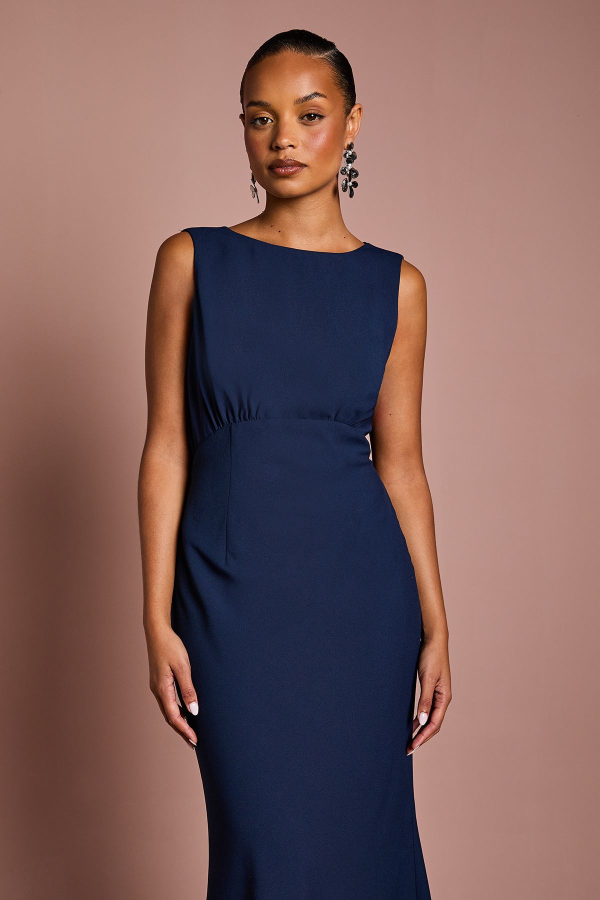 Coast Coast Honoured Petite Sleeveless Cowl Back Maxi Bridesmaid Dress Navy image 2