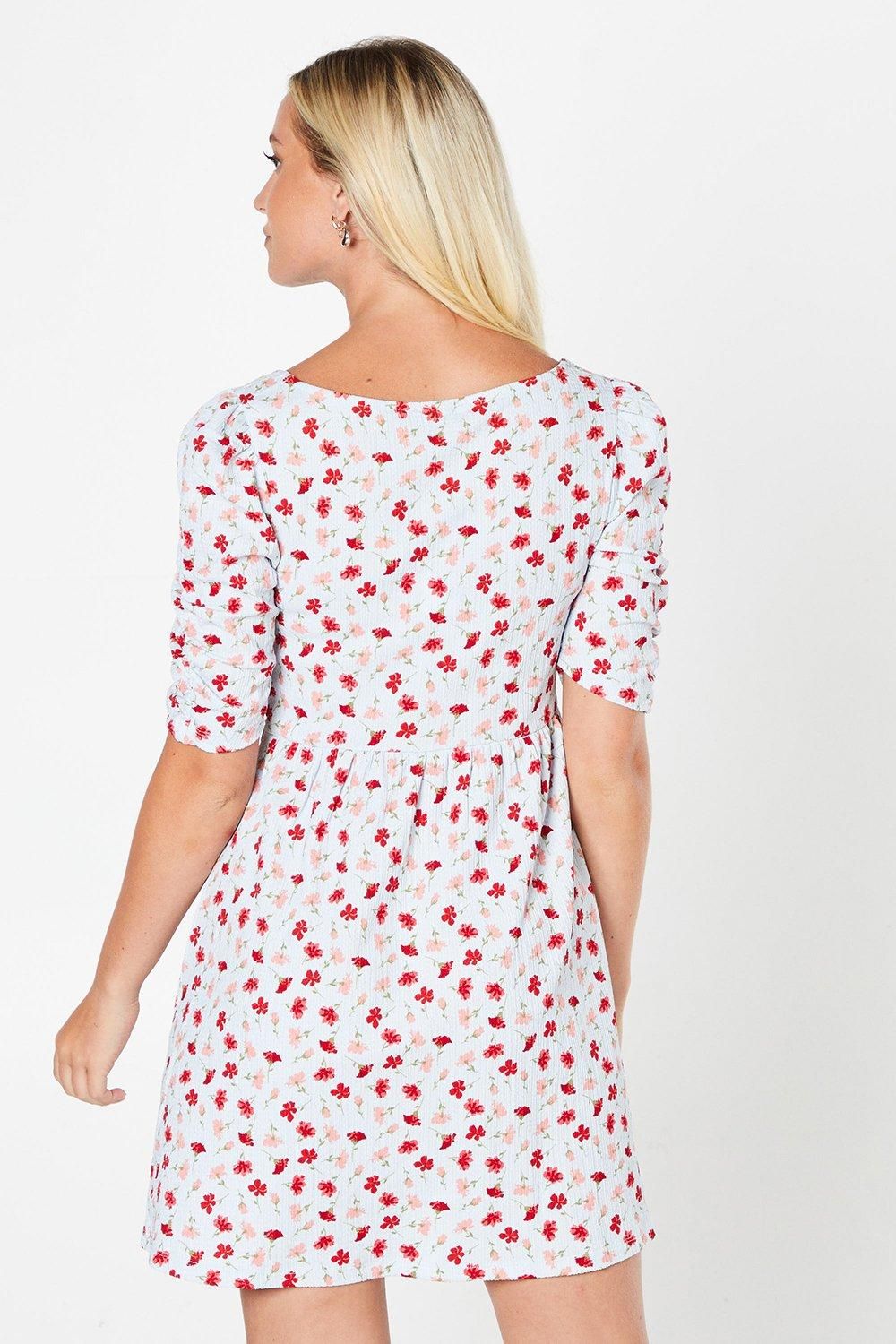 Dorothy Perkins Ditsy Floral Ruched Front Mini Dress Purple image 3