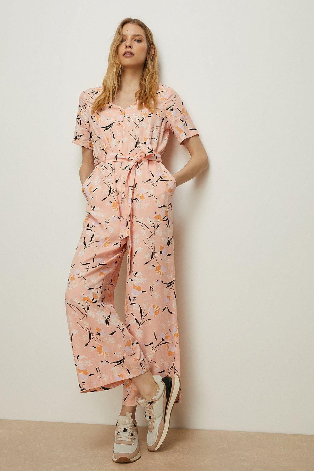 Oasis Tencel Printed Jumpsuit Pink image 1