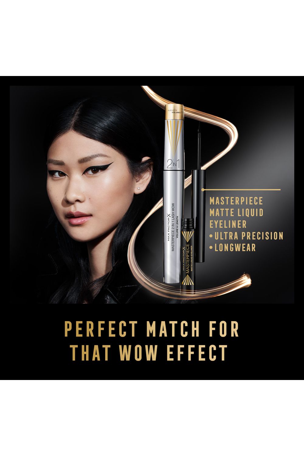 Max Factor Masterpiece 2 In 1 Lash WOW Volume & Length Mascara Black image 10