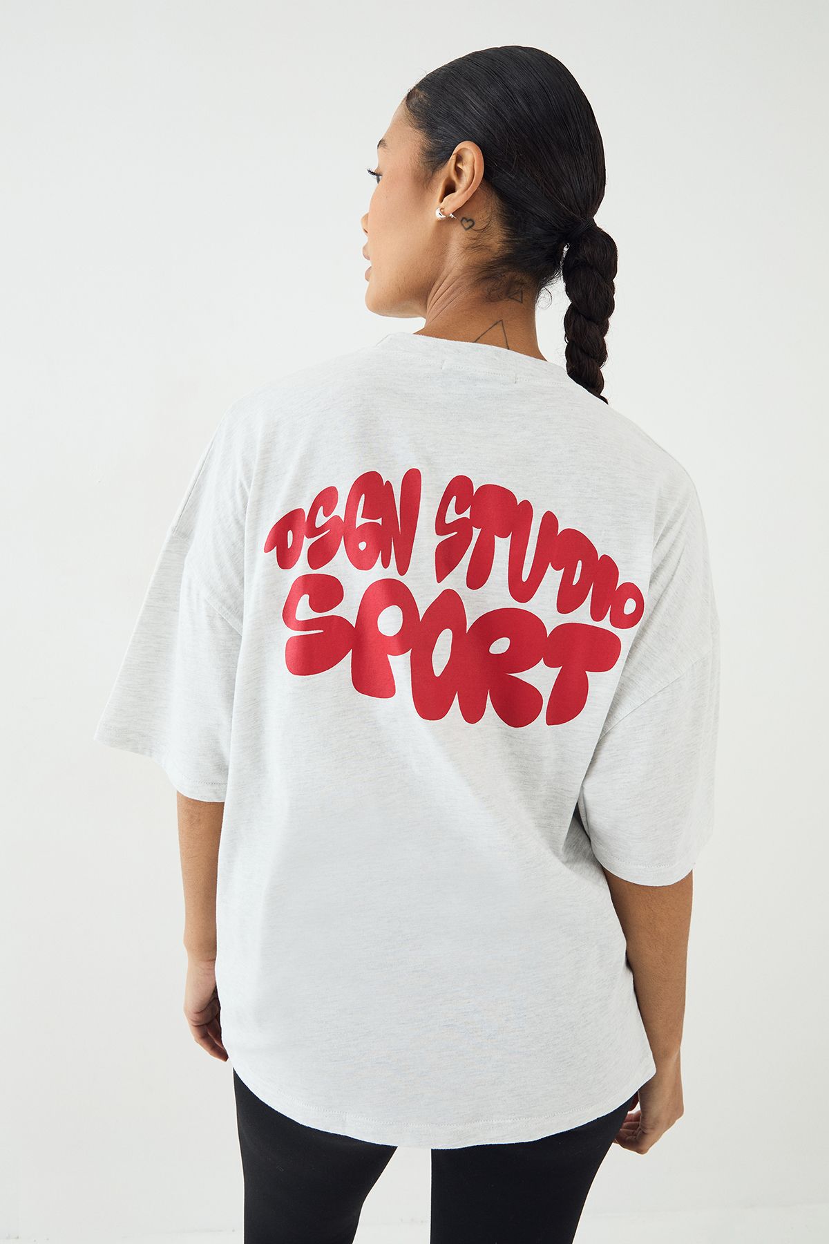 DSGN Studio DSGN Studio Sport Printed Oversized T-Shirt Ash Grey image 2