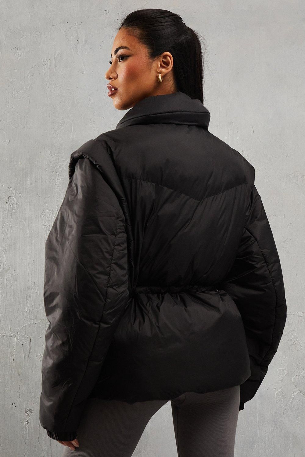 MissPap Detachable Sleeve Two In One Puffer Coat Black image 3