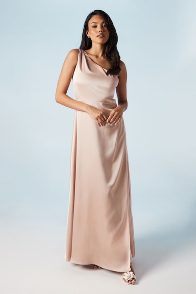 Coast One Shoulder Satin Bridesmaid Dress Mocha