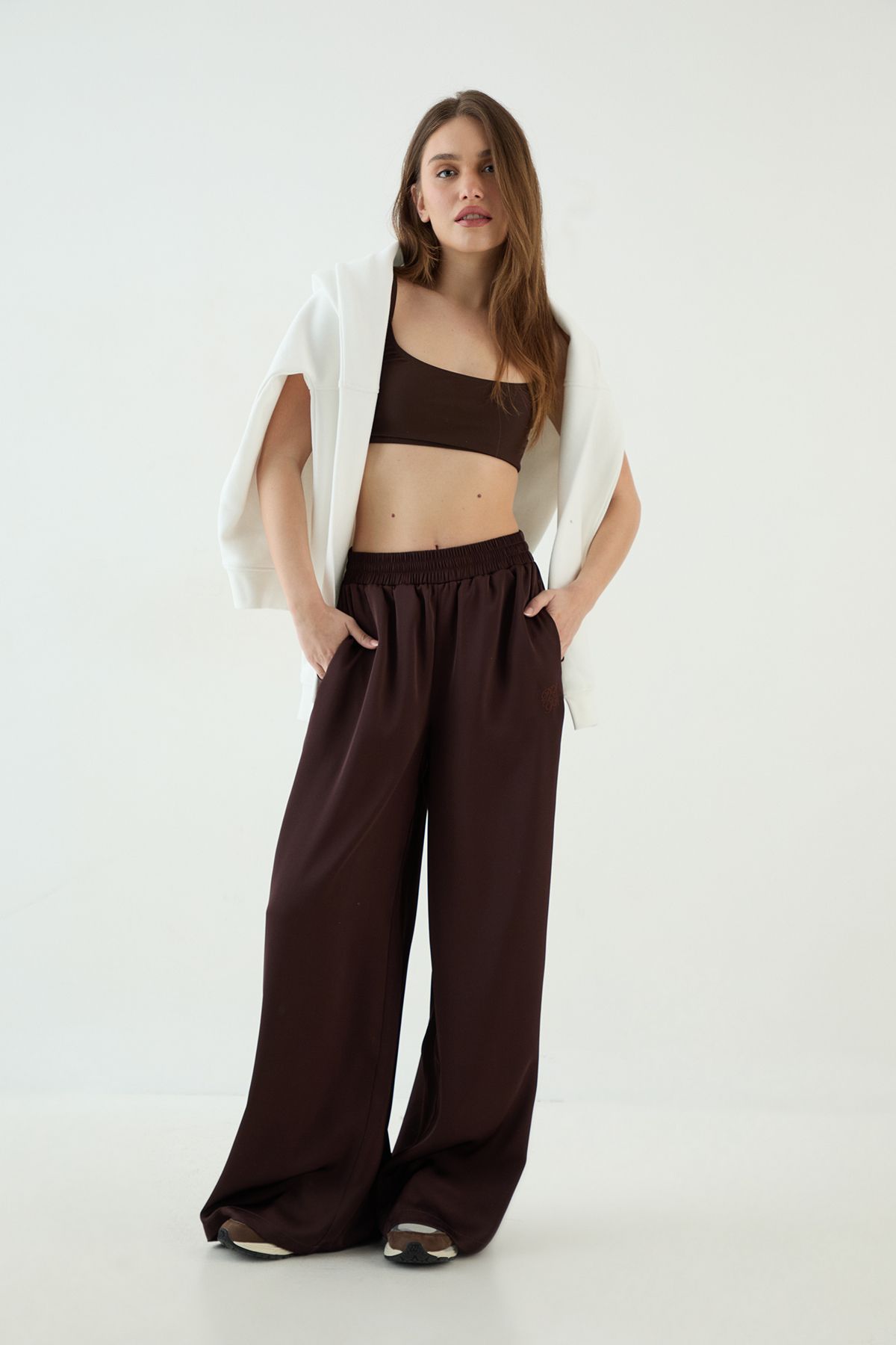 DSGN Studio DSGN Studio Satin Wide Leg Trouser Chocolate