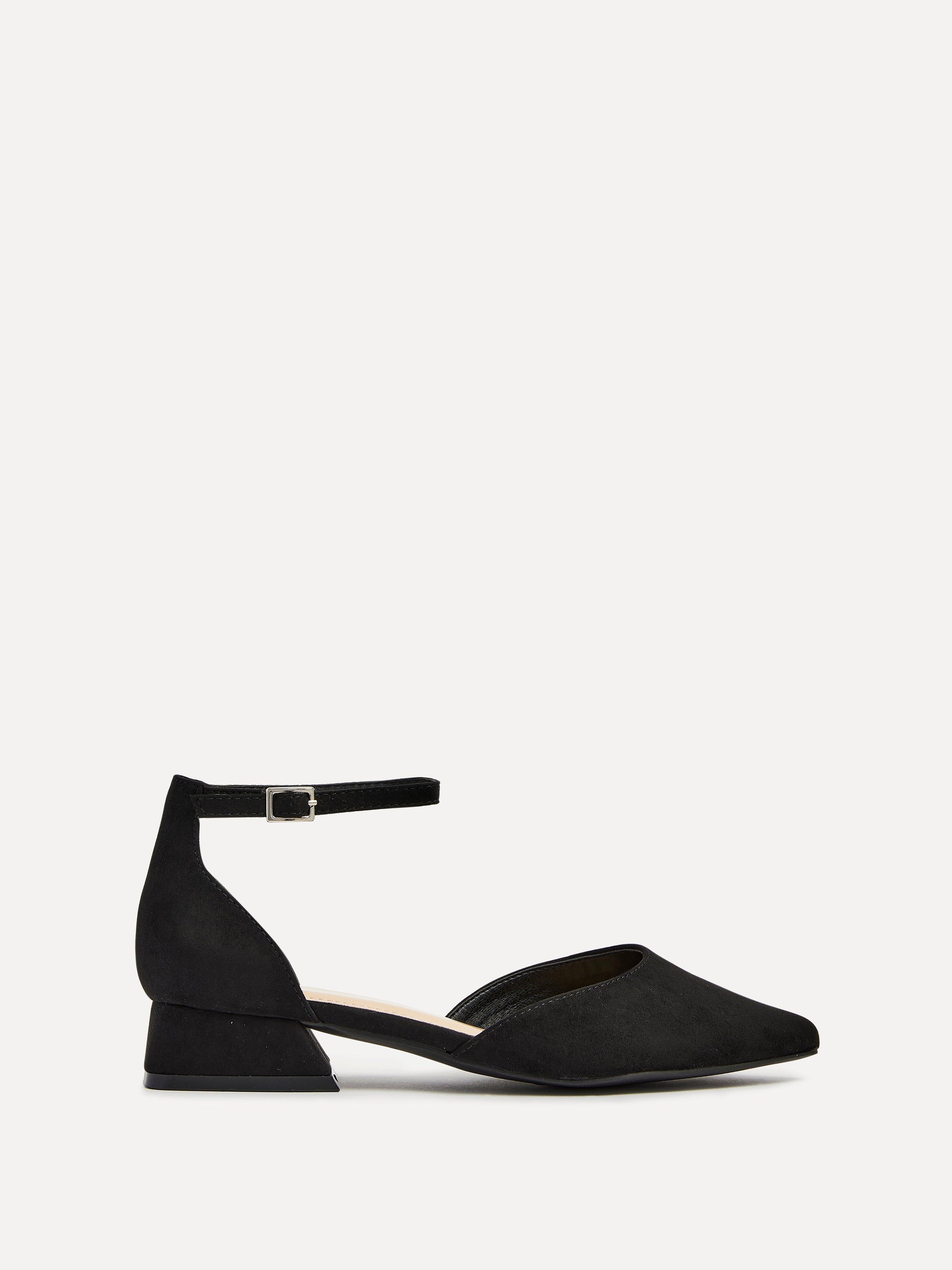 Linzi Dolly Wide Fit Black Faux Suede Low Block Court Heel image 1