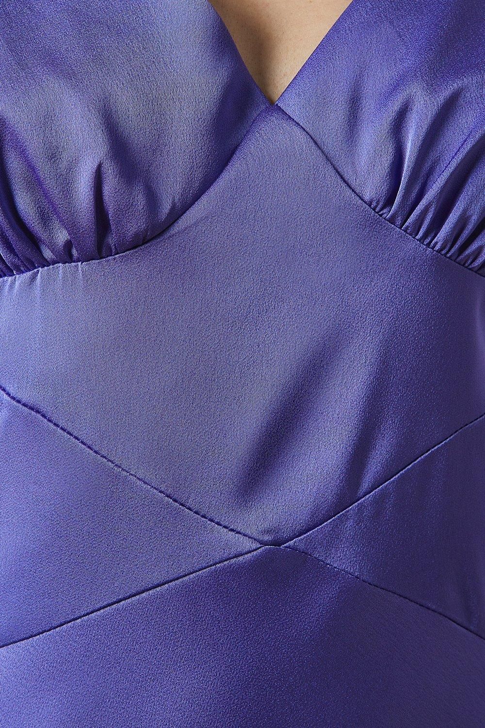 Oasis Occasion Velvet Tie Satin Maxi Dress Blue image 5