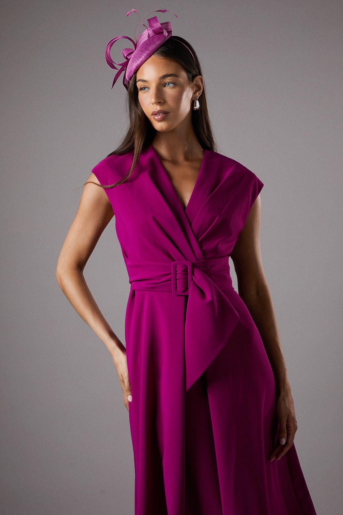 Coast Belted Crepe Dress Berry image 2