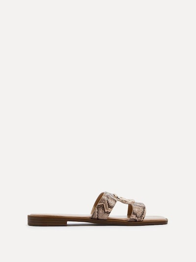 Linzi Vida Snake Print Faux Leather Flat Sandal