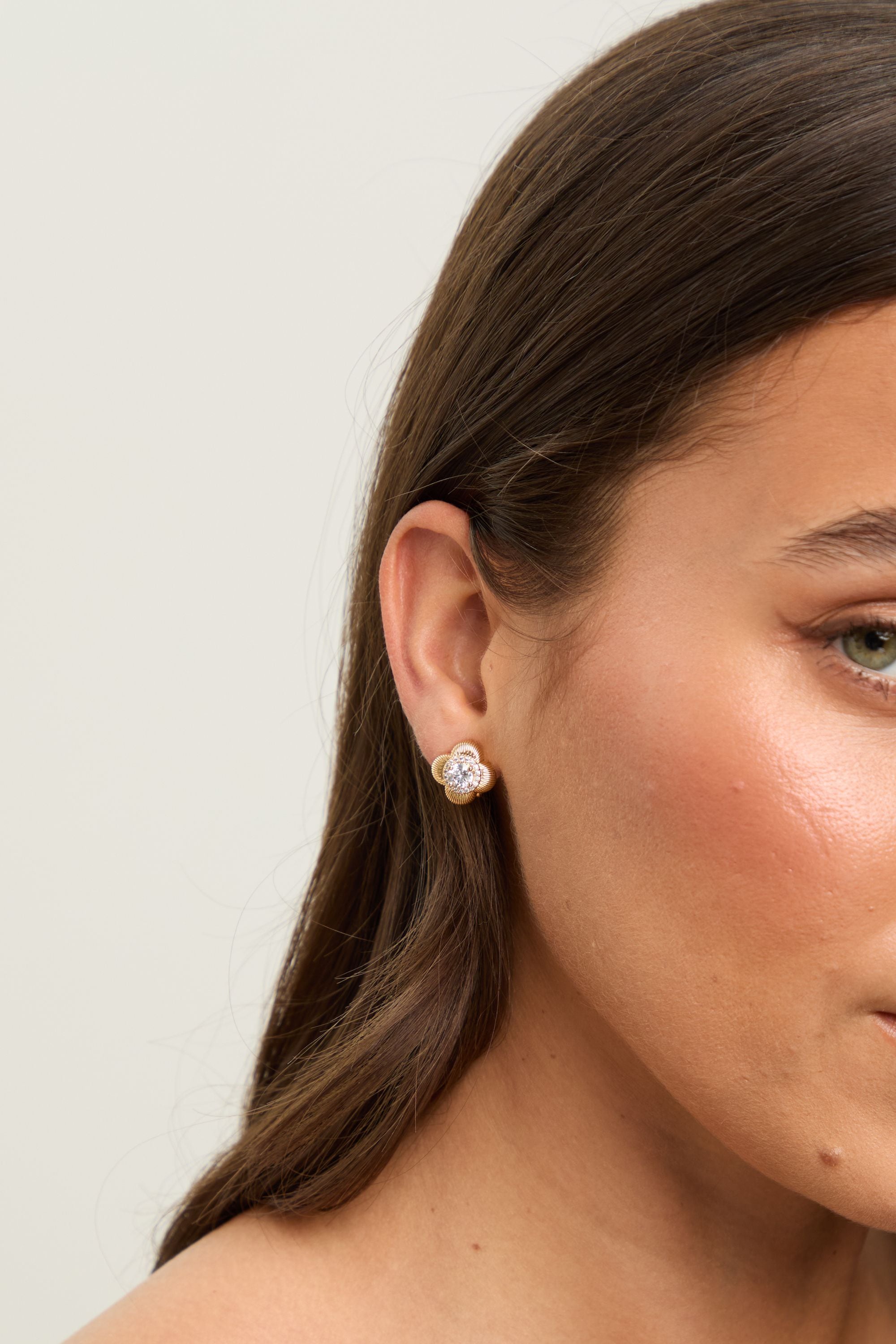 Jon Richard Gold Plated and Crystal Clover Earrings image 3