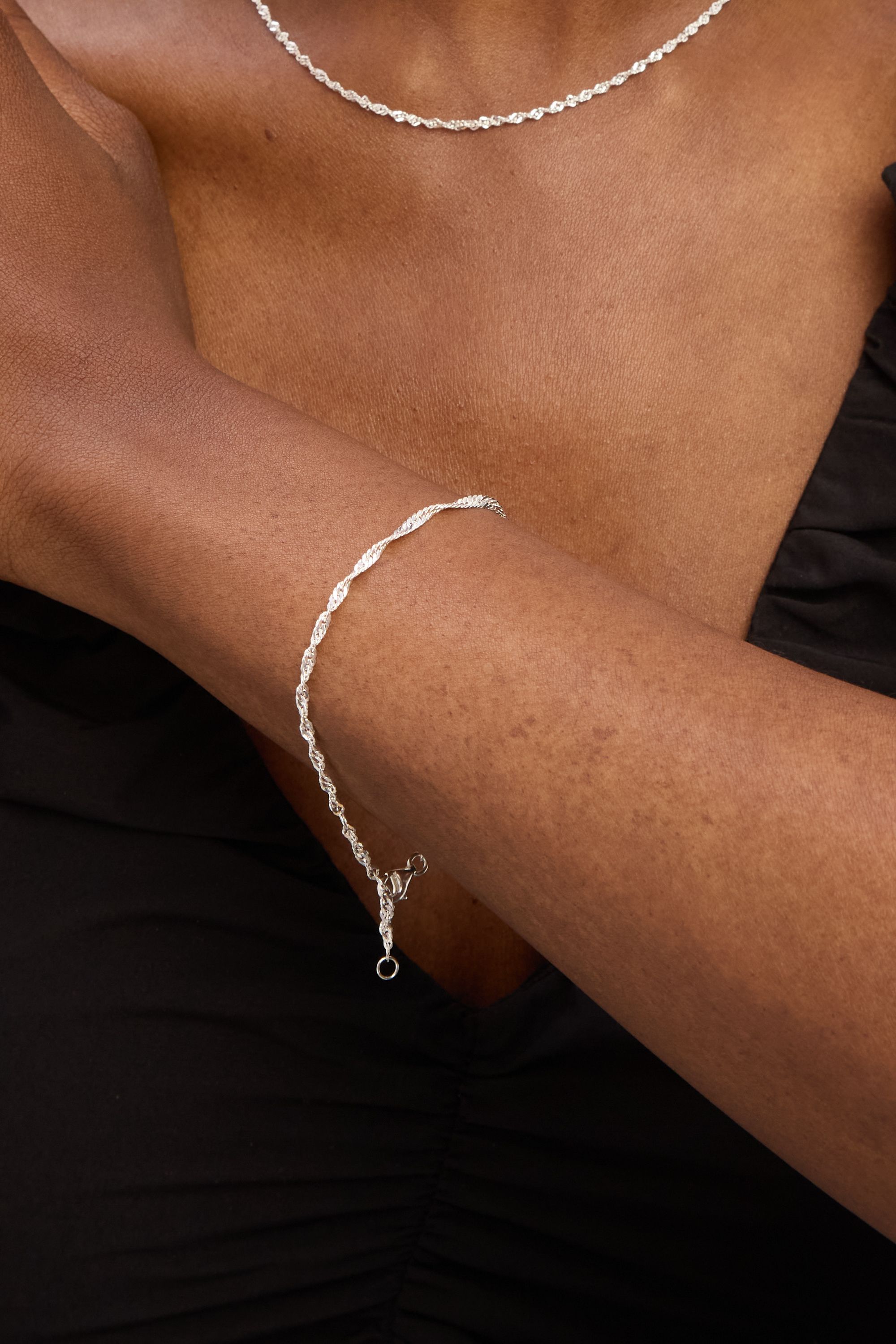 Simply Silver Sterling Silver 925 Polished Twist Chain Bracelet image 2