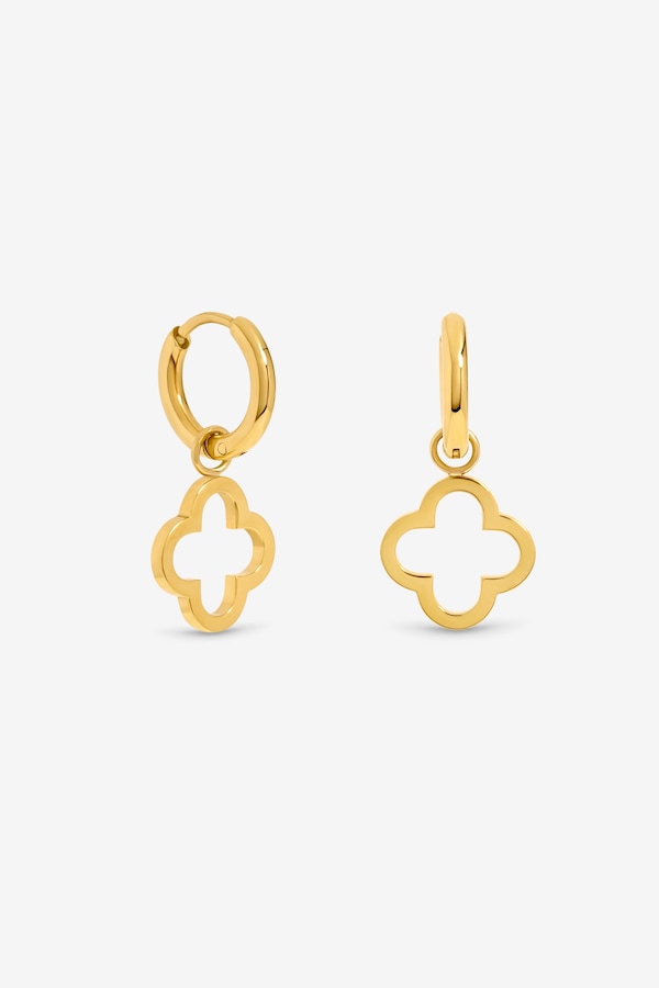 Jon Richard Waterproof Gold Plated Clover Huggie Hoops