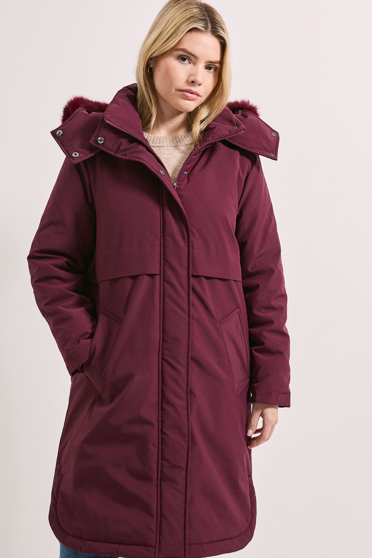 Dorothy Perkins Glam Padded Parka Berry image 2