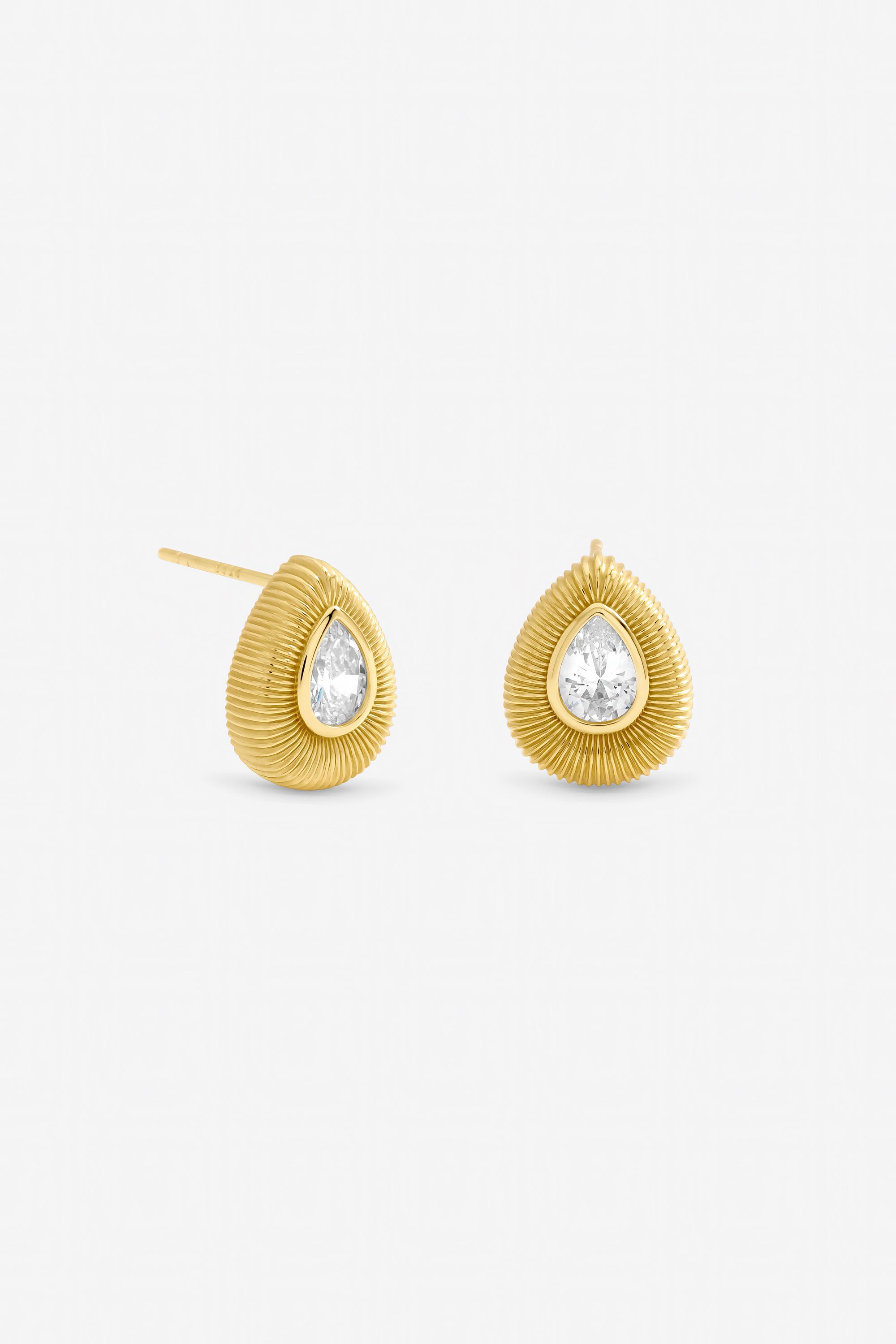 Jon Richard Gold Plated and Crystal Tear Drop Stud Earrings