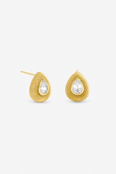 Jon Richard Gold Plated and Crystal Tear Drop Stud Earrings