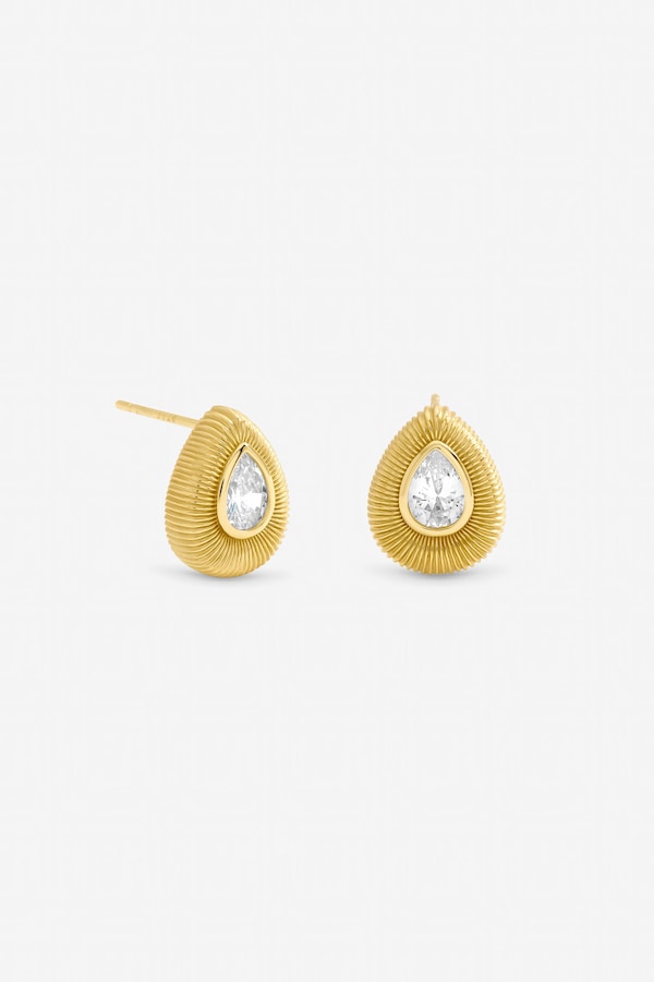 Jon Richard Gold Plated and Crystal Tear Drop Stud Earrings